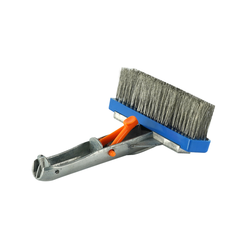 1444 5.5'/14cm Brosse murale arrière en métal avec manche en aluminium, poils en acier inoxydable